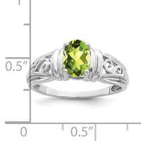 14k White Gold 7x5mm Oval Peridot ring-Y4686PE