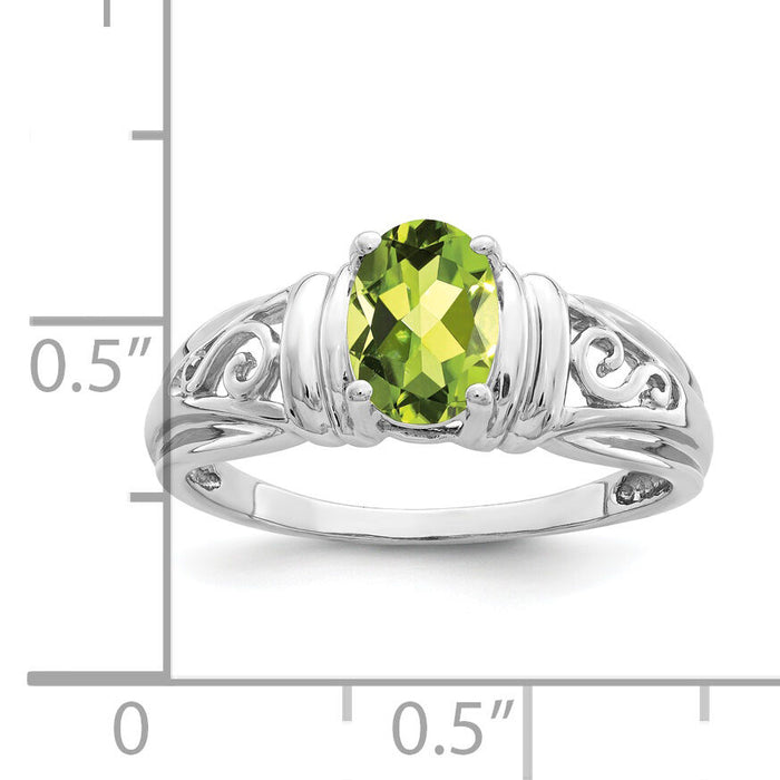 14k White Gold 7x5mm Oval Peridot ring-Y4686PE