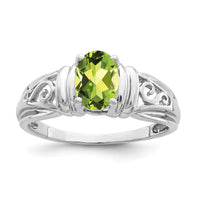 14k White Gold 7x5mm Oval Peridot ring-Y4686PE