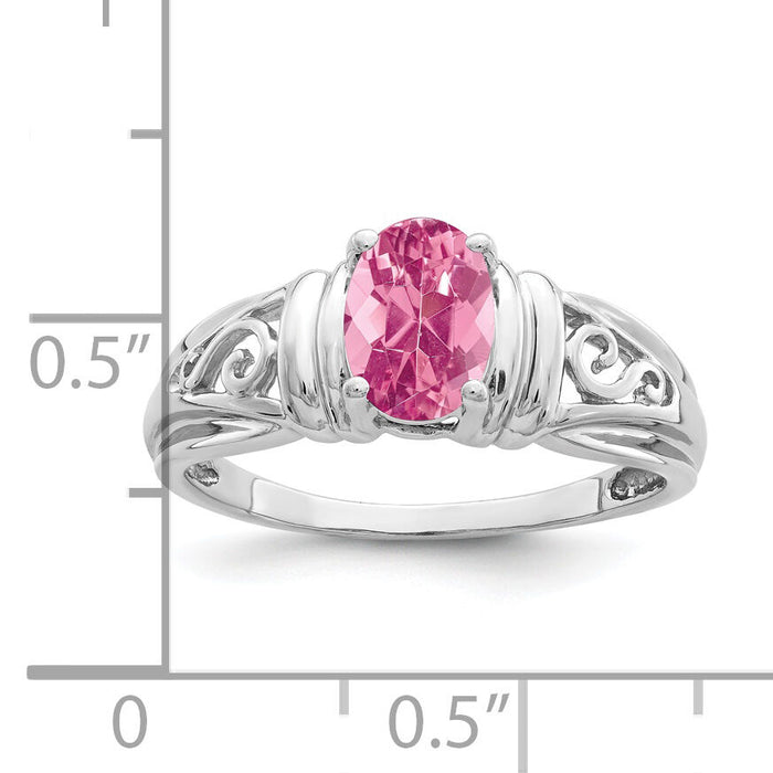 14k White Gold 7x5mm Oval Pink Tourmaline ring-Y4686PT