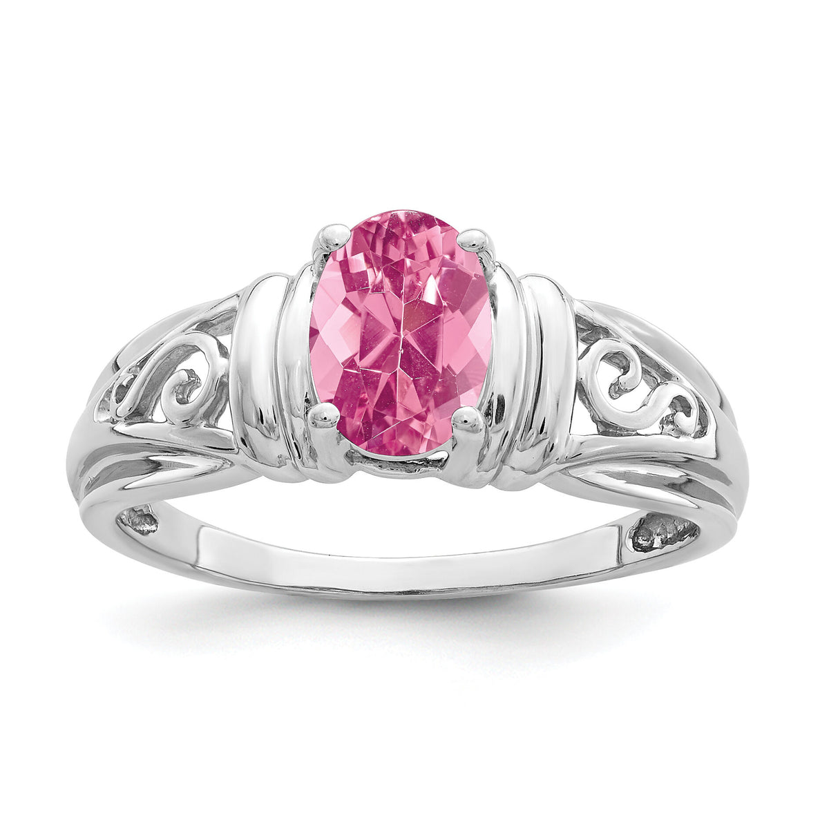 14k White Gold 7x5mm Oval Pink Tourmaline ring-Y4686PT