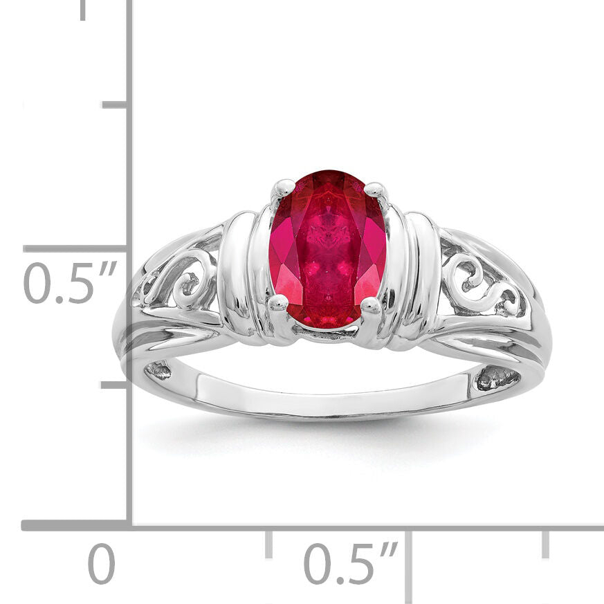 14k White Gold 7x5mm Oval Ruby ring-Y4686R