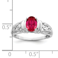 14k White Gold 7x5mm Oval Ruby ring-Y4686R
