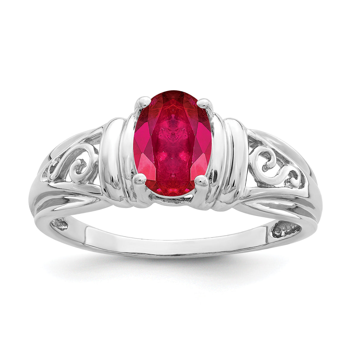 14k White Gold 7x5mm Oval Ruby ring-Y4686R