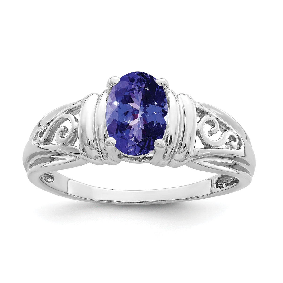 14k White Gold 7x5mm Oval Tanzanite ring-Y4686T