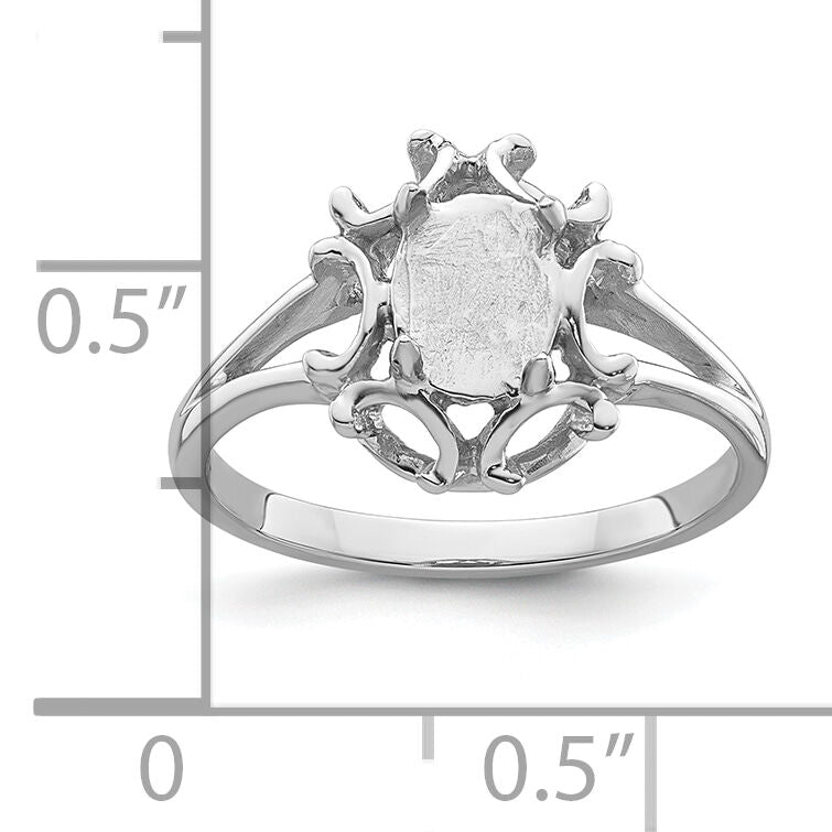 14k White Gold 7x5mm Oval Gemstone Ring Mounting-Y4688