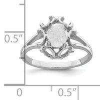 14k White Gold 7x5mm Oval Gemstone Ring Mounting-Y4688