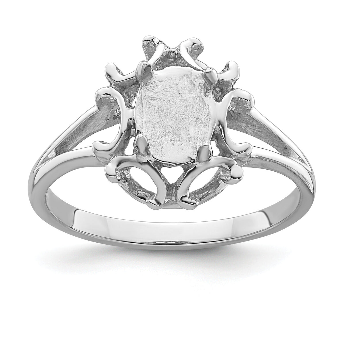 14k White Gold 7x5mm Oval Gemstone Ring Mounting-Y4688