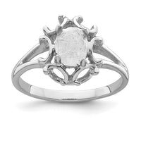 14k White Gold 7x5mm Oval Gemstone Ring Mounting-Y4688