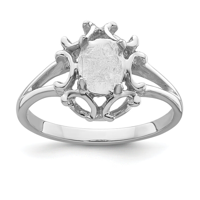 14k White Gold 7x5mm Oval Gemstone Ring Mounting-Y4688