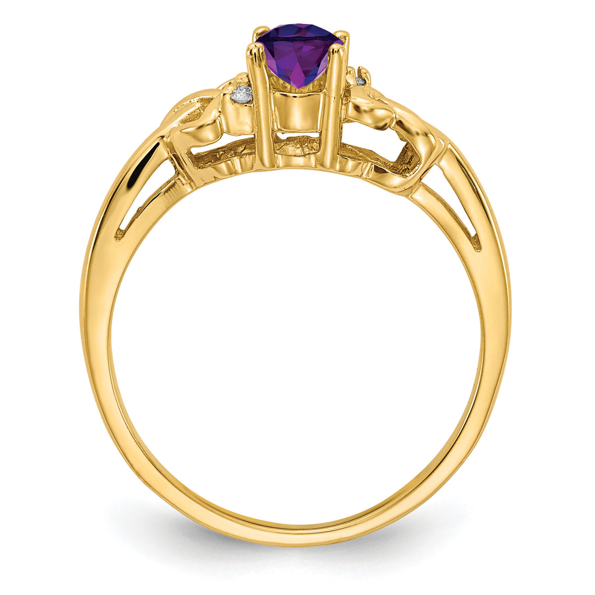 14k 6x4mm Oval Amethyst AA Diamond ring-Y4690AM/AA