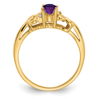 14k 6x4mm Oval Amethyst AA Diamond ring-Y4690AM/AA