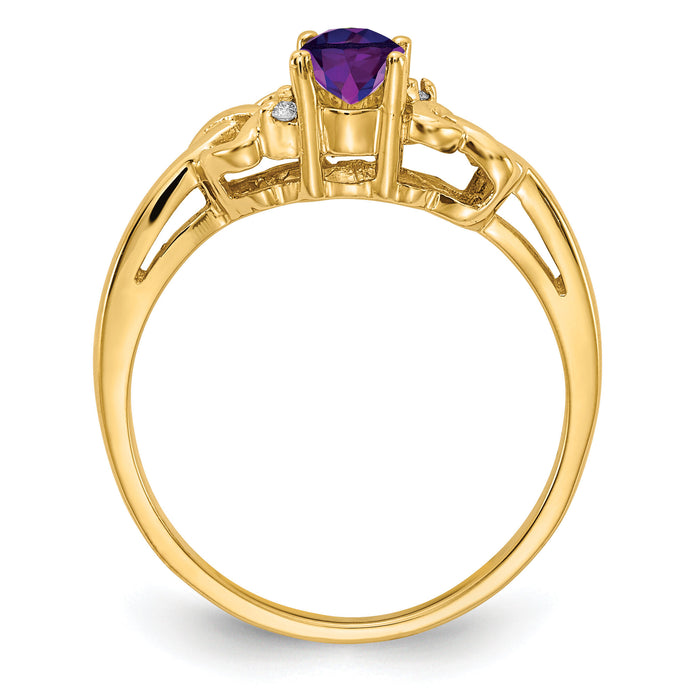 14k 6x4mm Oval Amethyst AA Diamond ring-Y4690AM/AA
