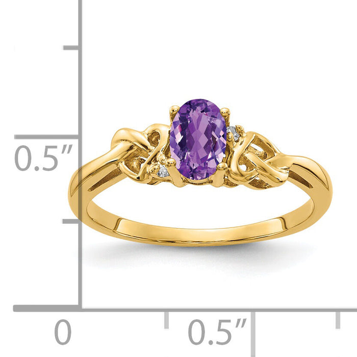 14k 6x4mm Oval Amethyst AA Diamond ring-Y4690AM/AA