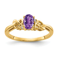 14k 6x4mm Oval Amethyst AA Diamond ring-Y4690AM/AA