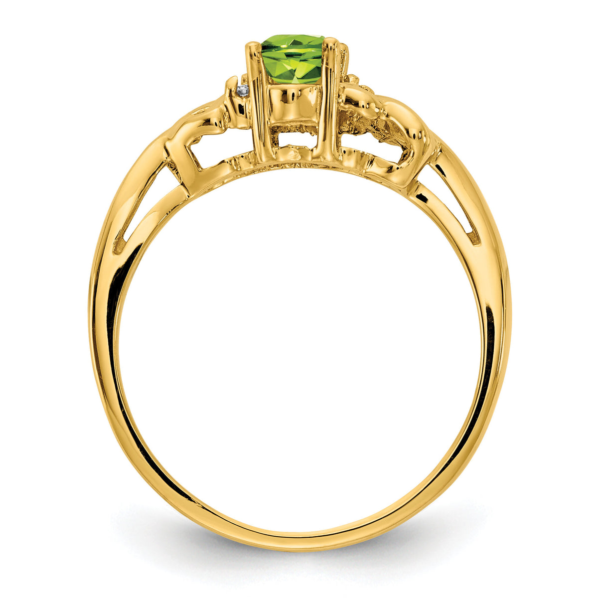 14k Peridot & AA Diamond Ring-Y4690PE/AA