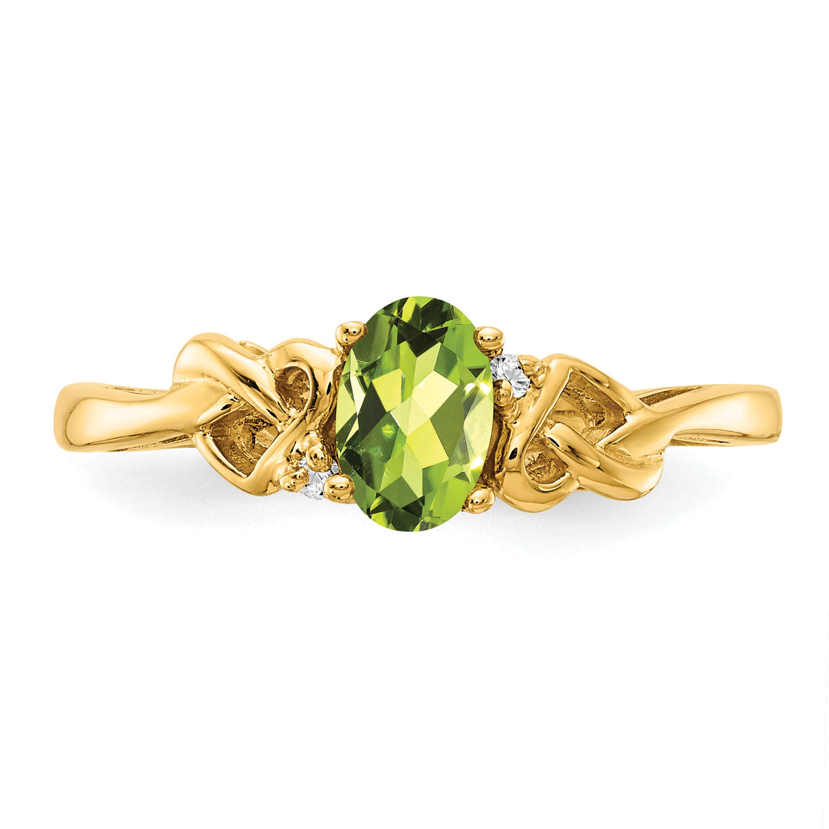 14k Peridot & AA Diamond Ring-Y4690PE/AA