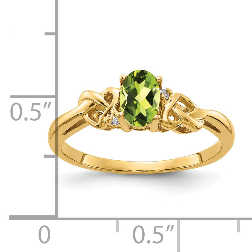 14k Peridot & AA Diamond Ring-Y4690PE/AA