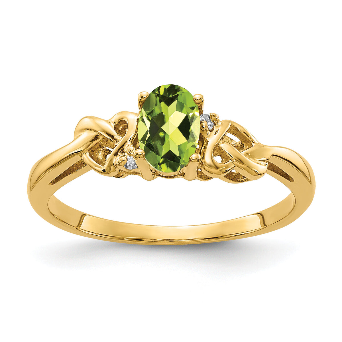 14k Peridot & AA Diamond Ring-Y4690PE/AA