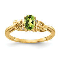 14k Peridot & AA Diamond Ring-Y4690PE/AA
