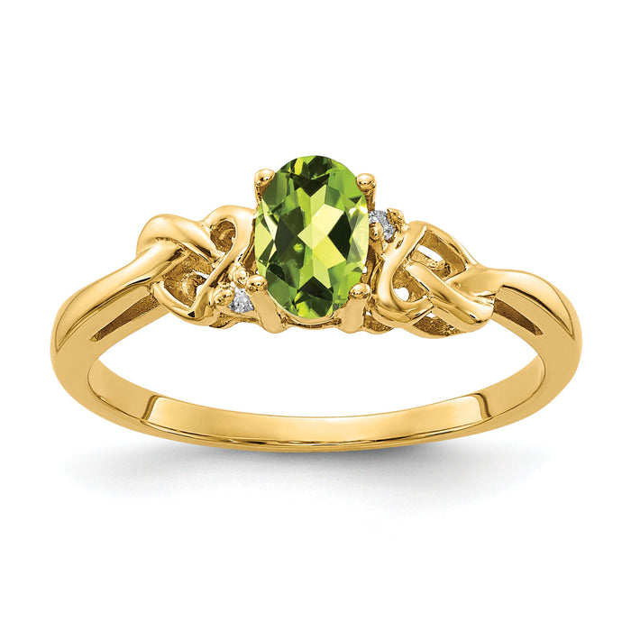 14k Peridot & AA Diamond Ring-Y4690PE/AA