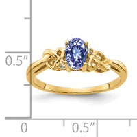 14k 6x4mm Oval Tanzanite AA Diamond ring-Y4690T/AA