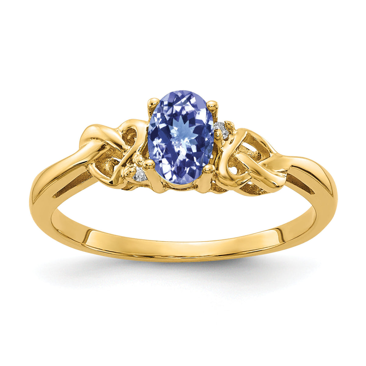 14k 6x4mm Oval Tanzanite AA Diamond ring-Y4690T/AA