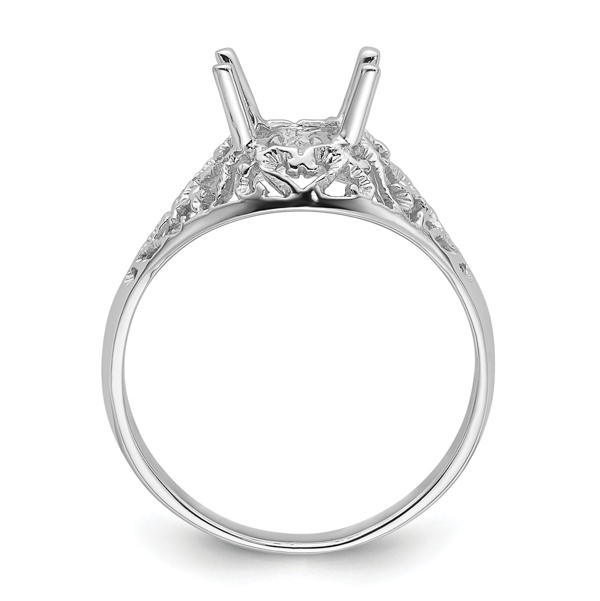 14k White Gold 8x6mm Oval Gemstone Ring Mounting-Y4697
