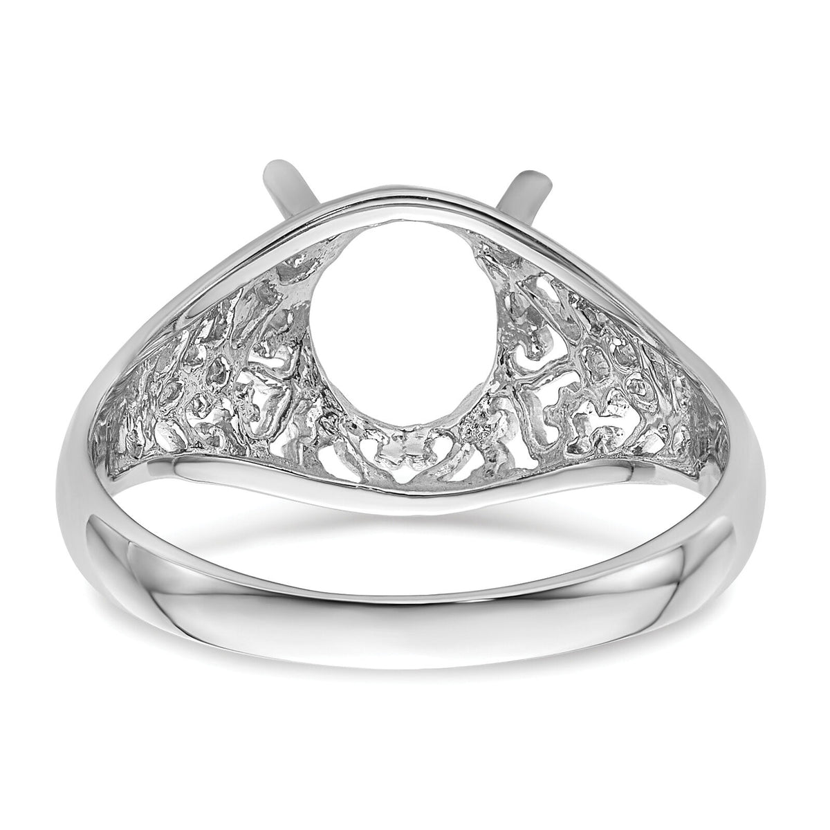 14k White Gold 8x6mm Oval Gemstone Ring Mounting-Y4697