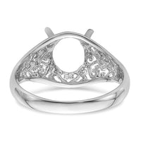 14k White Gold 8x6mm Oval Gemstone Ring Mounting-Y4697