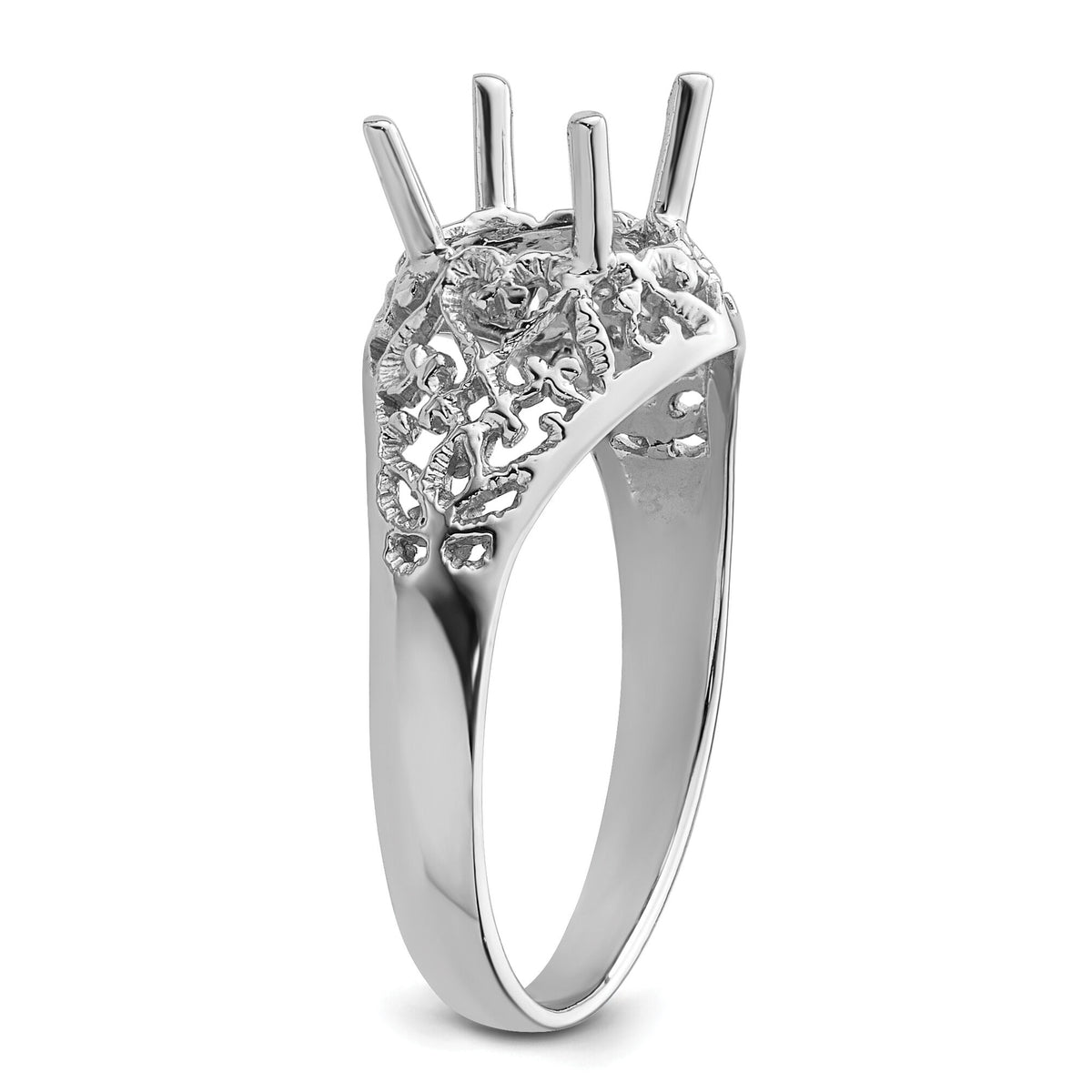 14k White Gold 8x6mm Oval Gemstone Ring Mounting-Y4697