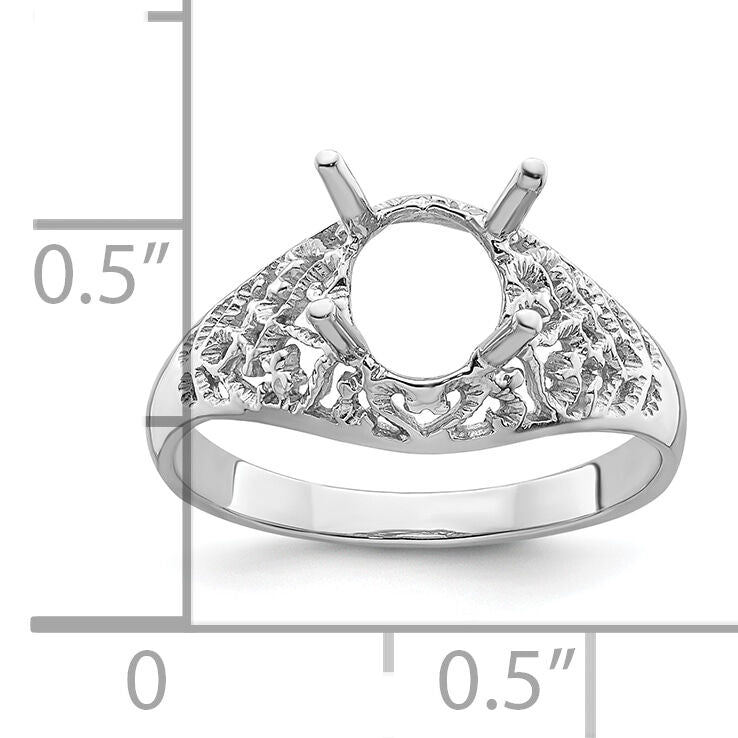 14k White Gold 8x6mm Oval Gemstone Ring Mounting-Y4697