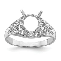 14k White Gold 8x6mm Oval Gemstone Ring Mounting-Y4697