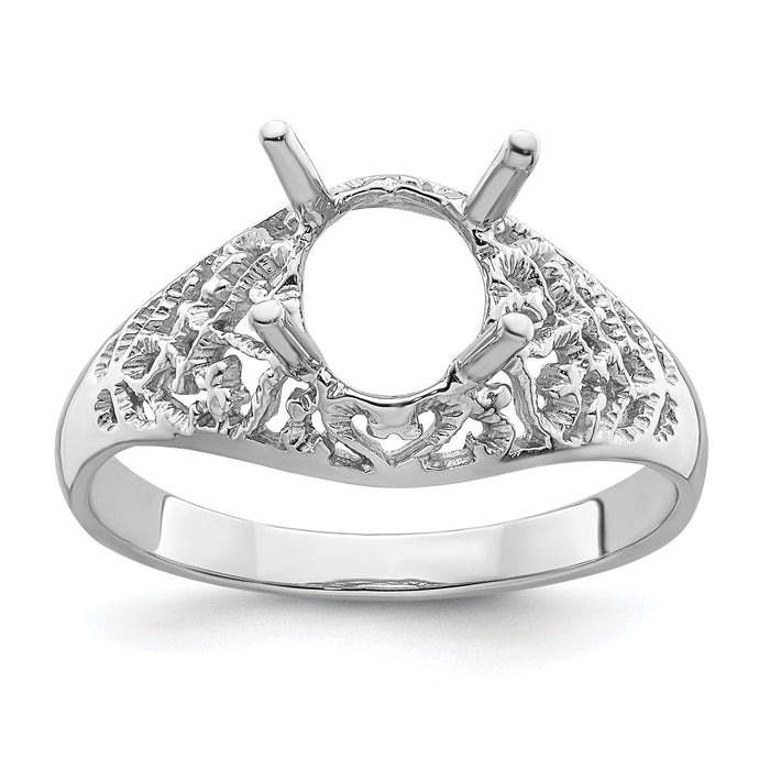 14k White Gold 8x6mm Oval Gemstone Ring Mounting-Y4697