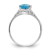 14k White Gold 8x6mm Oval Blue Topaz ring-Y4697BT