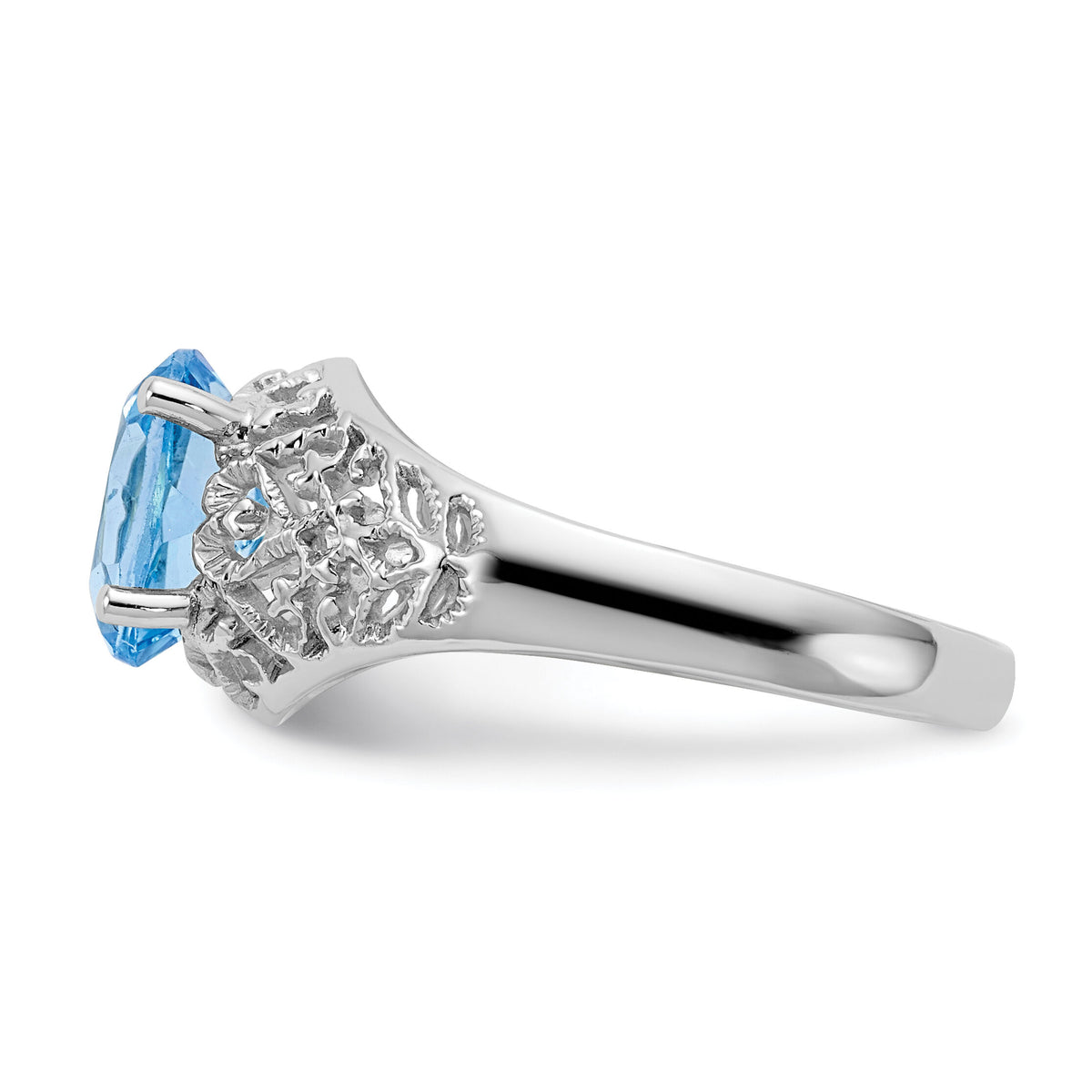 14k White Gold 8x6mm Oval Blue Topaz ring-Y4697BT