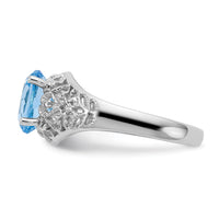 14k White Gold 8x6mm Oval Blue Topaz ring-Y4697BT