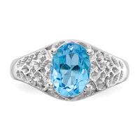14k White Gold 8x6mm Oval Blue Topaz ring-Y4697BT