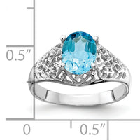 14k White Gold 8x6mm Oval Blue Topaz ring-Y4697BT