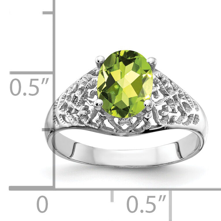14k White Gold 8x6mm Oval Peridot ring-Y4697PE