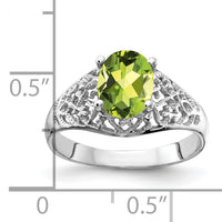 14k White Gold 8x6mm Oval Peridot ring-Y4697PE