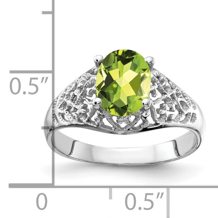 14k White Gold 8x6mm Oval Peridot ring-Y4697PE
