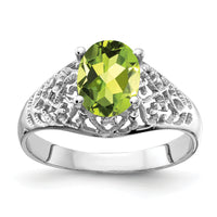 14k White Gold 8x6mm Oval Peridot ring-Y4697PE