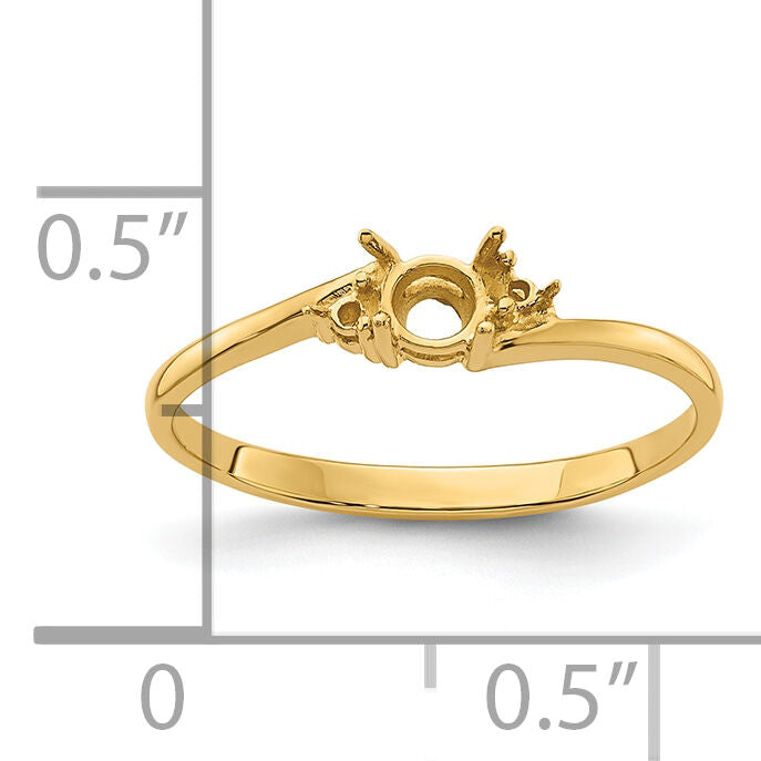 14k Diamond / 4mm Round Gemstone Ring Mounting-Y4712