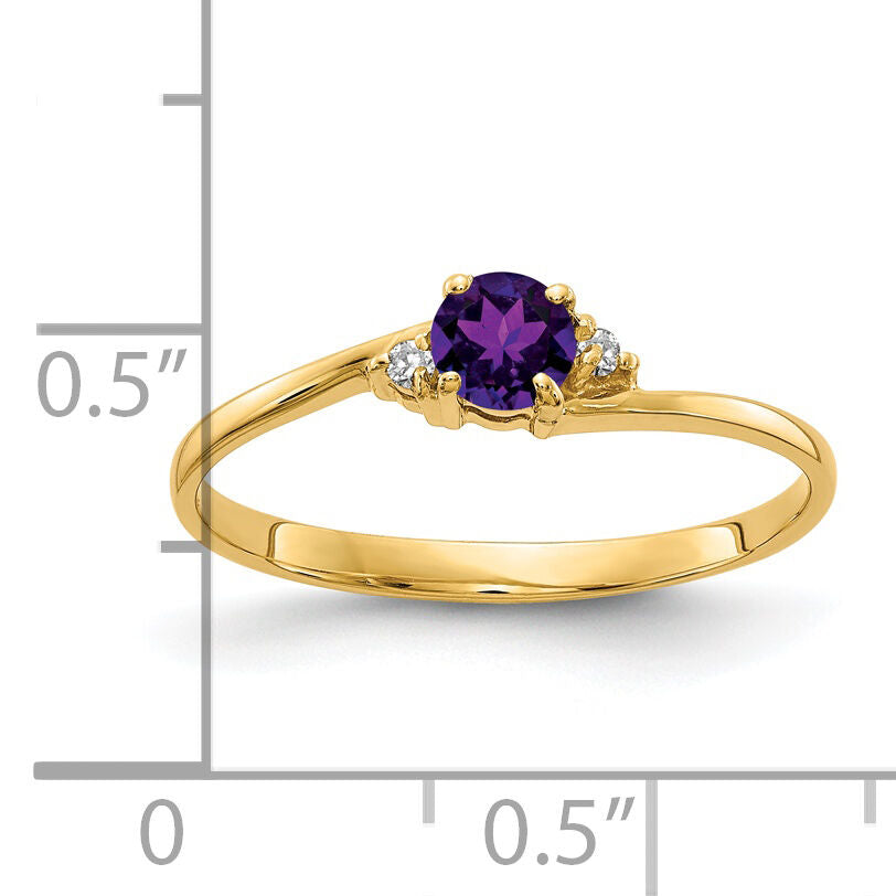 14k 4mm Amethyst AA Diamond ring-Y4712AM/AA
