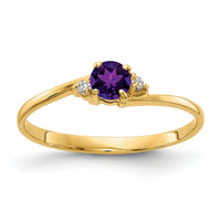 14k 4mm Amethyst AA Diamond ring-Y4712AM/AA