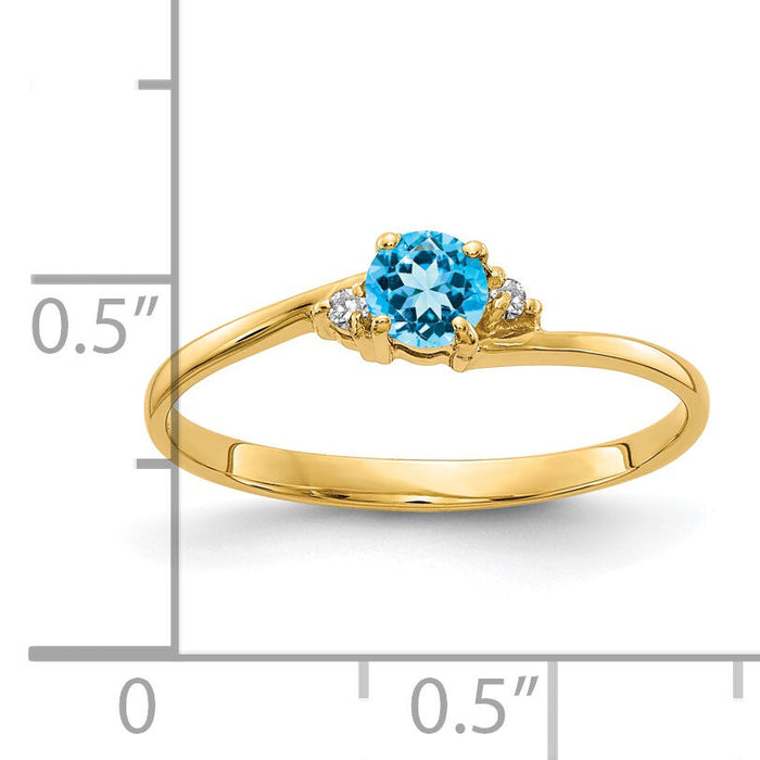 14k 4mm Blue Topaz AA Diamond ring-Y4712BT/AA