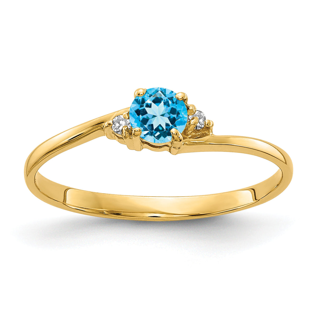 14k 4mm Blue Topaz AA Diamond ring-Y4712BT/AA