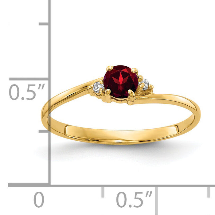 14k 4mm Garnet AA Diamond ring-Y4712GA/AA