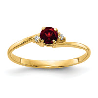 14k 4mm Garnet AA Diamond ring-Y4712GA/AA